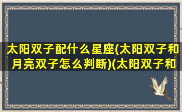 太阳双子配什么星座(太阳双子和月亮双子怎么判断)(太阳双子和月亮双子 能结合吗)